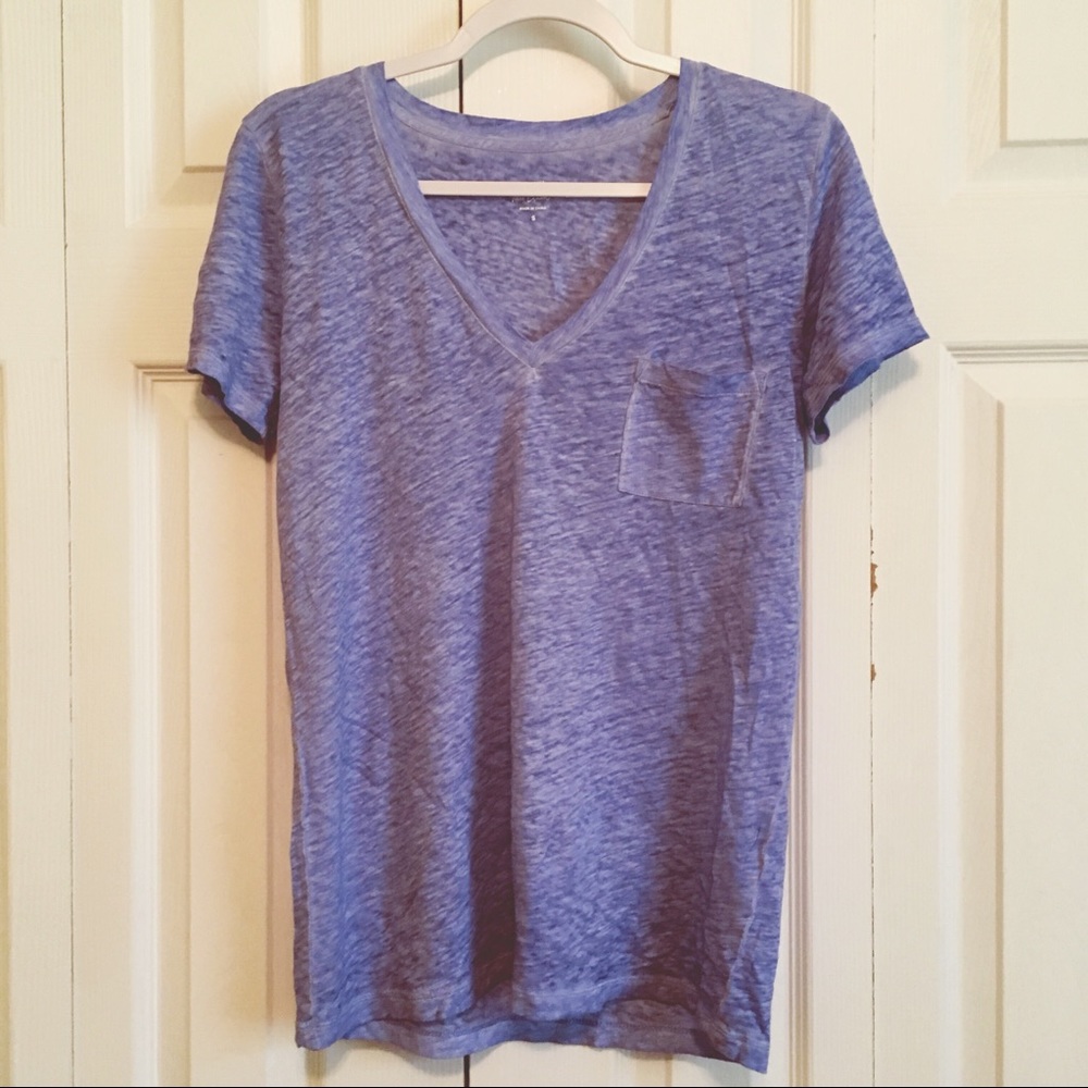 Blue Sheer Linen T Shirt